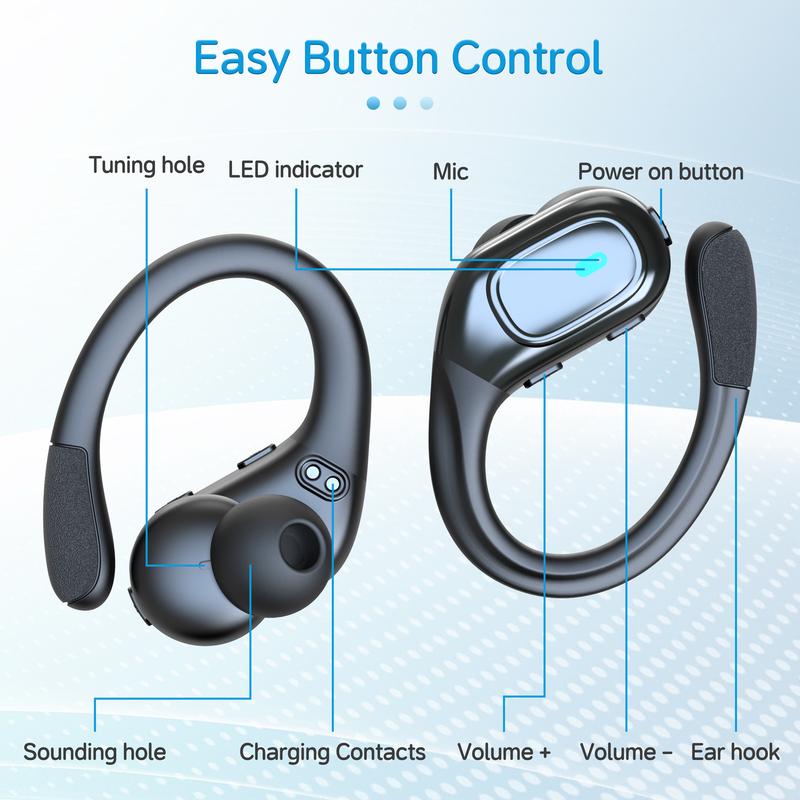 Wireless Headphones , IP5 Waterproof, Bluetooth 5.3 Stereo Earphones for Workouts